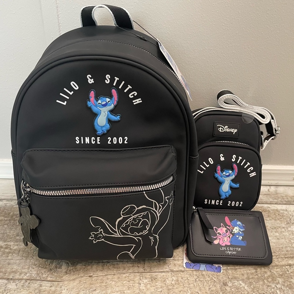 NWT Stitch backpack, stitch mini wallet and stitch phone crossbody bag